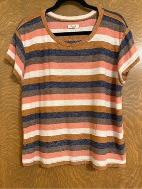 Madewell Striped Short Sleeve Tee in Rust, Navy, Coral & Cream